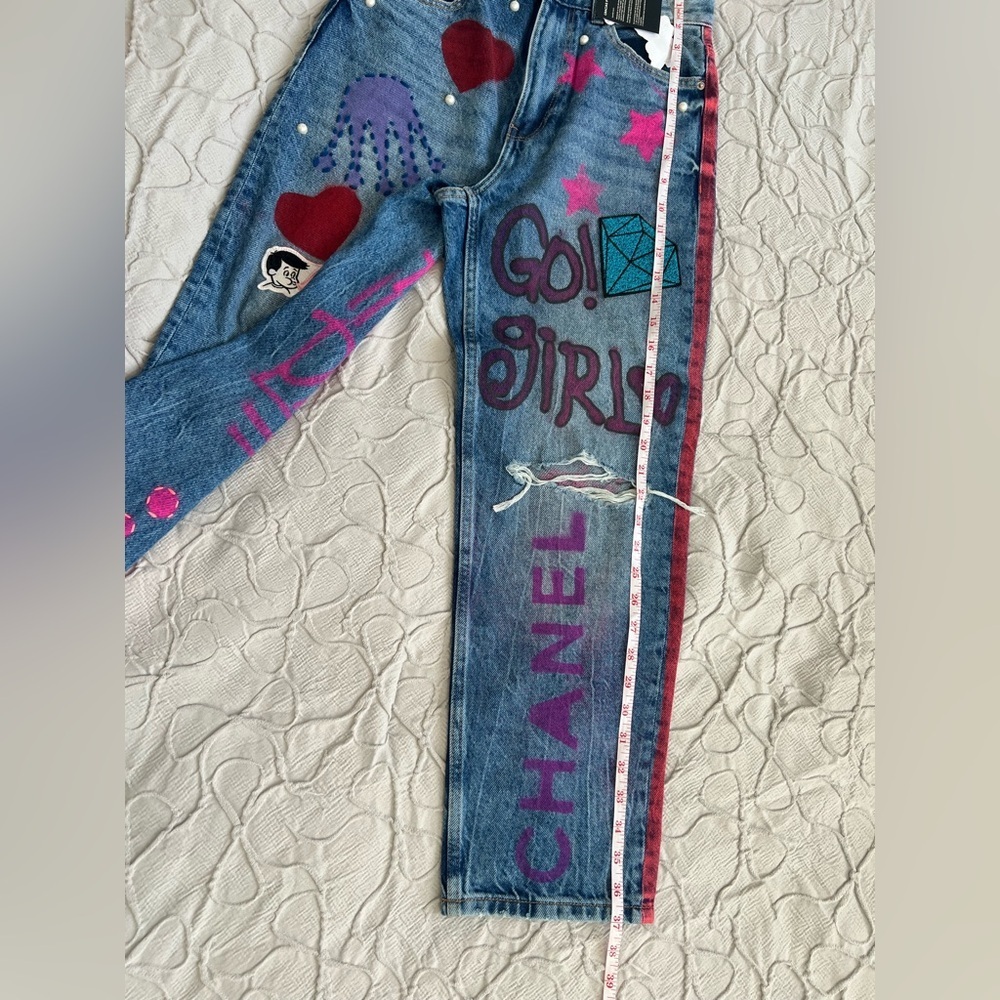 Bershka Jeans Women Barbie Design XS Check Measurements (0676) - Picture 5 of 14